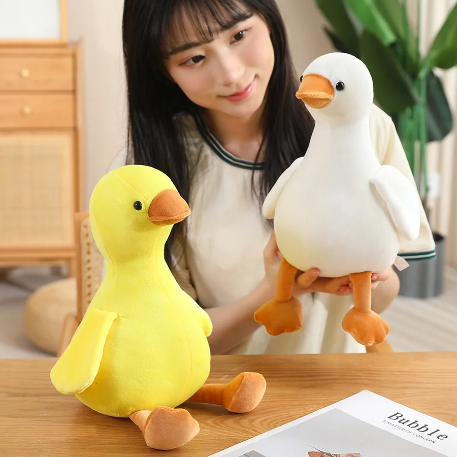 愛らしい白いガチョウのぬいぐるみ、かわいい黄色いアヒルのぬいぐるみ、ガチョウとアヒルのキーホルダー、バッグペンダント、柔らかい動物の枕、子供の誕生日プレゼント