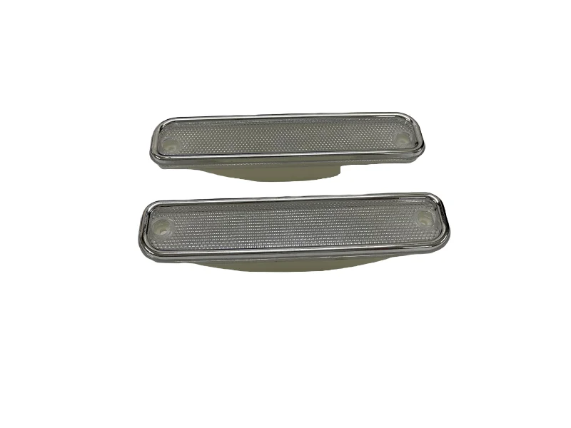 

2 Pc Front Signal Side Marker Lights Pair Clear Lens With Chrome Trim For Chevy / Gmc Pickup Truck 73-80 Best Value Car Parts