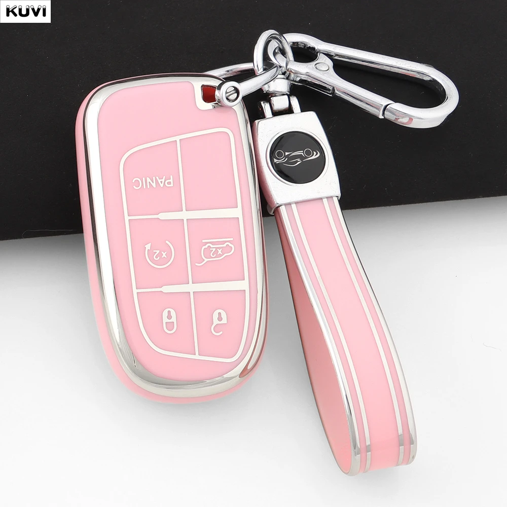 Für Jeep Renegade Compass Grand Cherokee Für Chrysler 300C Wrangler Dodge 5 Tasten TPU Auto Schlüssel Abdeckung Fall Halter Mithelfer