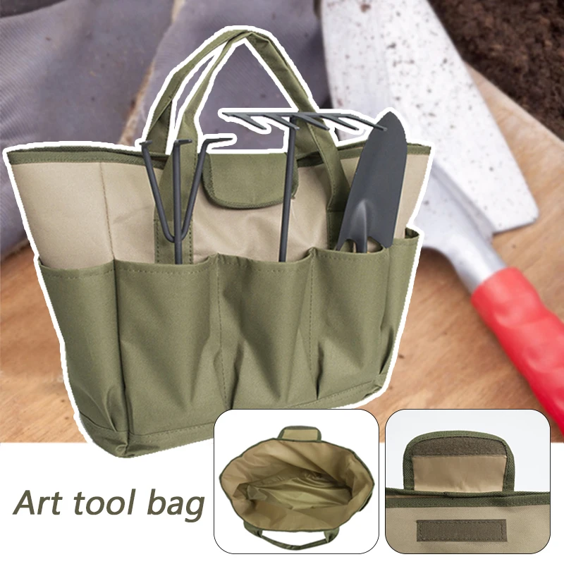 Garden Tool Bag Multifunctional Portable Wall Hanging Oxford Garden Tool Organizer Handheld Tote Outdoor Indoor Buckets Pocket