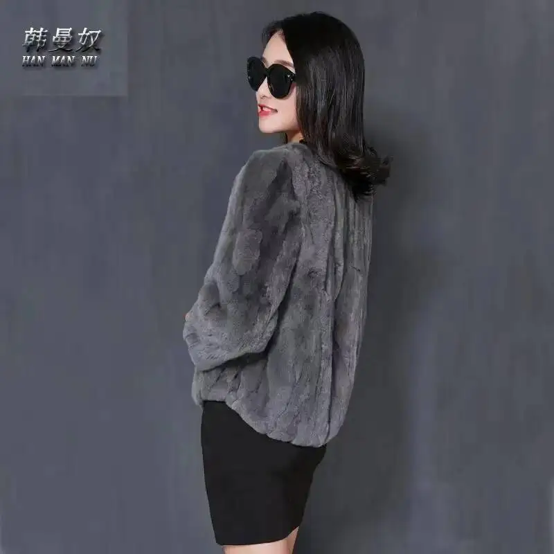 Casaco de pele de coelho real para mulheres moda inverno genuíno rex jaquetas de pele de coelho feminino estilo curto roupas quentes de alta qualidade