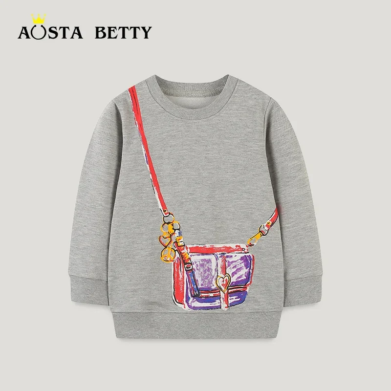 

Children's Top Autumn New Girls Long Sleeve Hoodie Cartoon Round Neck Bottom Shirt