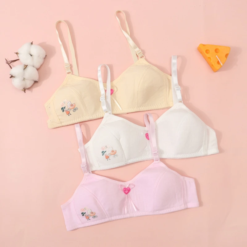 

Однотонный бюстгальтер для девочек, легкий и дышащий бюстгальтер для студентов-подростков, хлопковый мягкий и удобный милый бюстгальтер с мультяшным принтом
