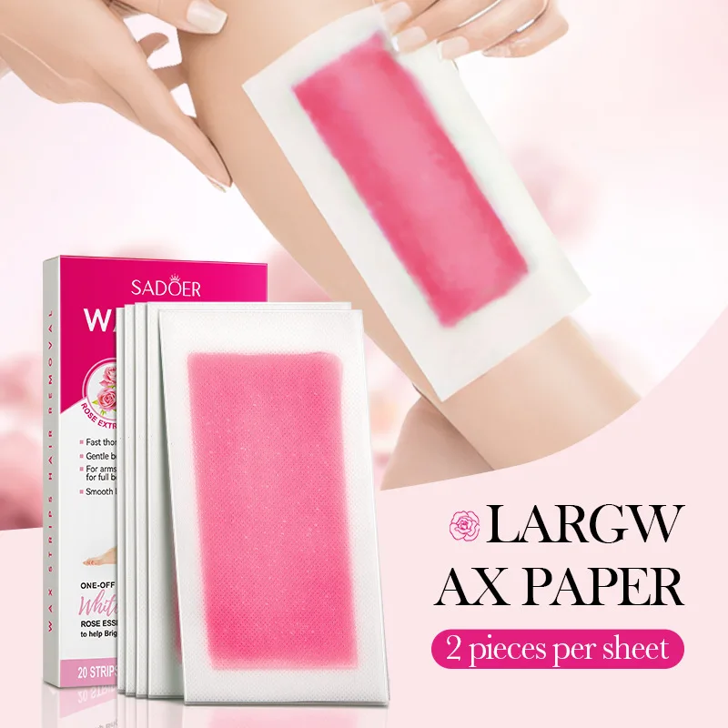 Kit de depilación eficaz de tiras de cera de rosa de doble cara con crema depilatoria de limpieza suave