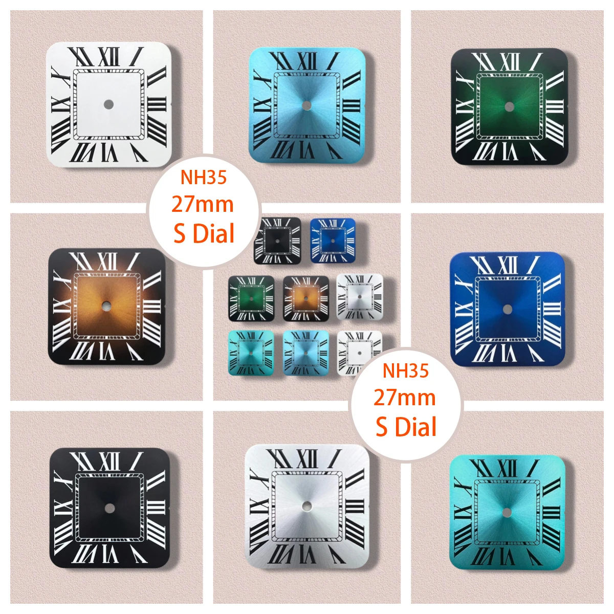 

27mm S Logo Rome Dial Fit NH35/NH36/4R/7S Japan Movement No Luminous Watch Modification Accessories 3/3.8/4O'clock