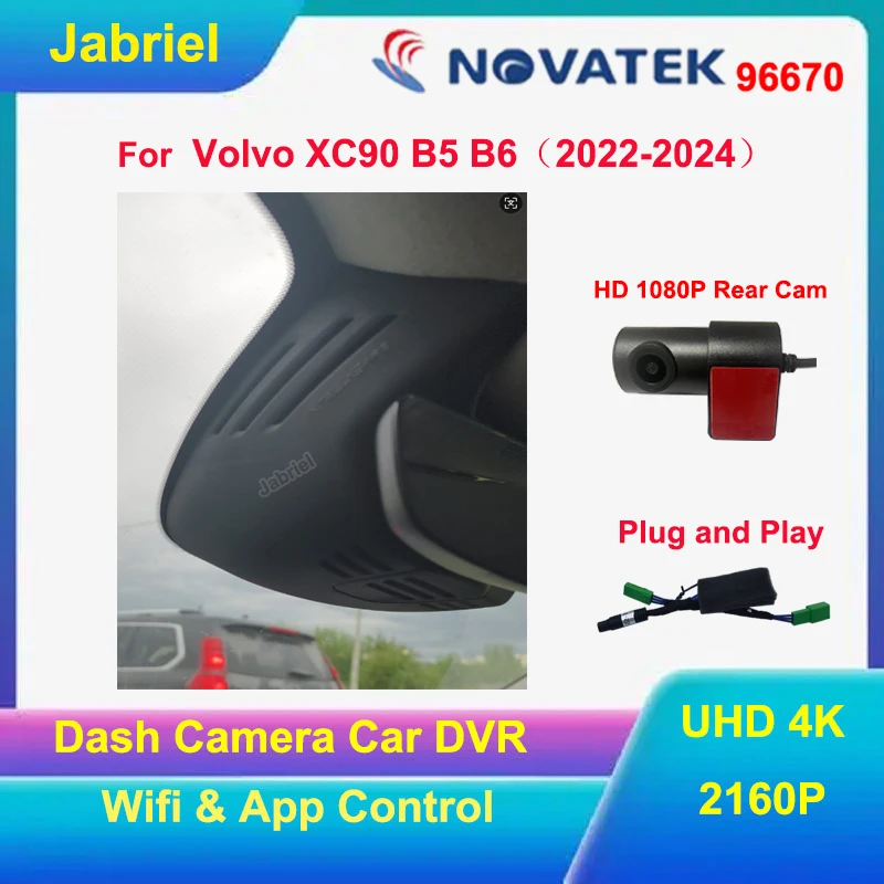 

Dedicated UHD 4K 2160P Car DVR Dash Cam Video Recorder For Volvo XC90 B5 For Volvo XC90 B6 2022 2023 2024 Wifi Driving Recorder