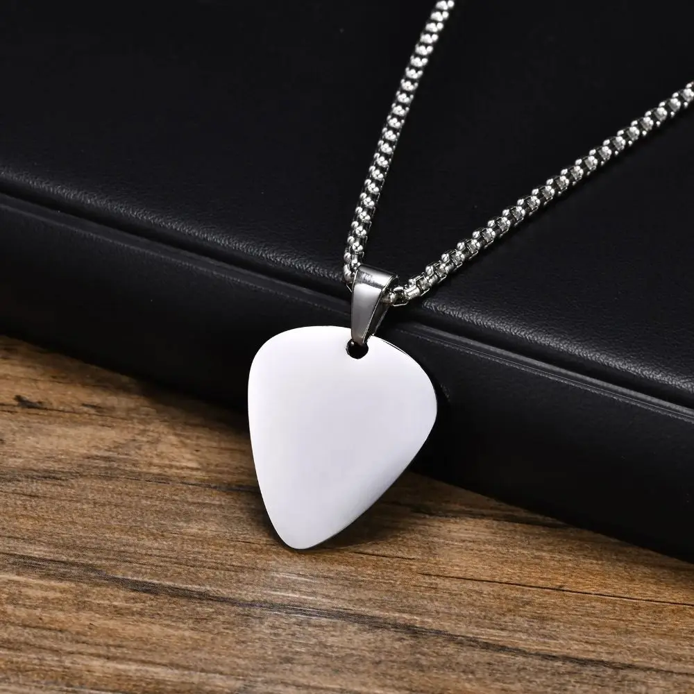 New Unique Guitar Pick Necklace for Men Boys Stainless Steel Guitar Picks Pendant Collar to Music-lovers Gifts Jewelry