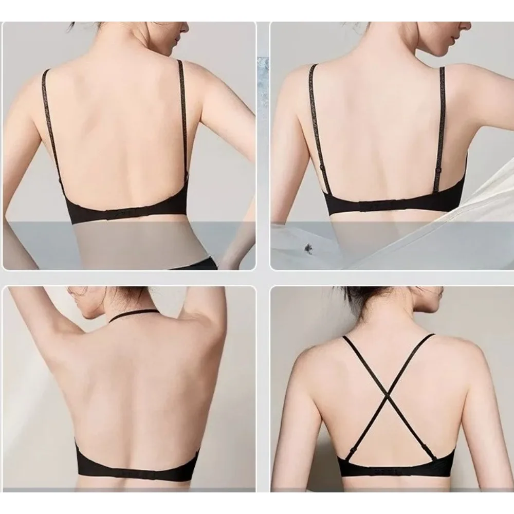 Bestseller Nahtloser Rückenfreier BH mit Großem U-Ausschnitt, Dünner Träger, Unsichtbarer Dünner Riemen, Push-Up, Damen-Unterwäsche mit Schönem Rücken