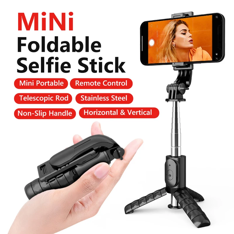 Mini Selfie Stick Foldable Tripod with Bluetooth Wireless Monopod with Remote Shutter For iPhone IOS Xiaomi Android Phone