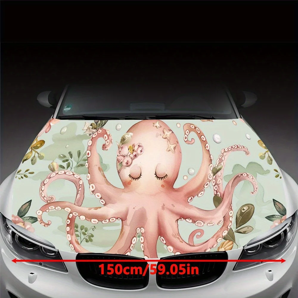Sleeping Octopus Print car hood stickers, waterproof self-adhesive, scratch resistant, easy to stick, durable car PVC stickers,