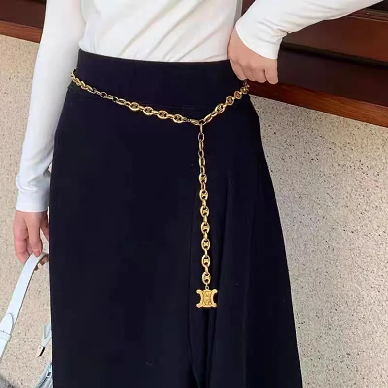 Retro Metal Waist Chain Women's  New Style Versatile Decorative Little Fragrance Wind  Bell Bottoms Chain for Skir...