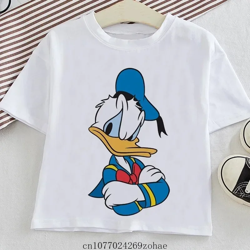 Disney Series Donald Duck Summer New Children's Clothing Cartoon T-shirt Fashion Casual Tees Pink Boys Girls Baby Blouse Unisex