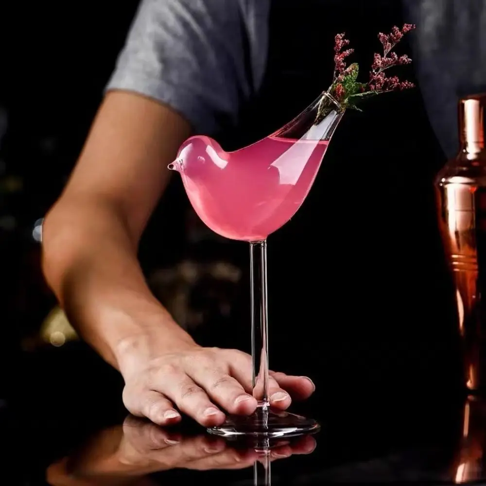 

Molecular Gastronomy Creative Bird Shaped Goblet Juice Cup Cocktail Glass Cup 150ML Transparent Wine Glasses Bar