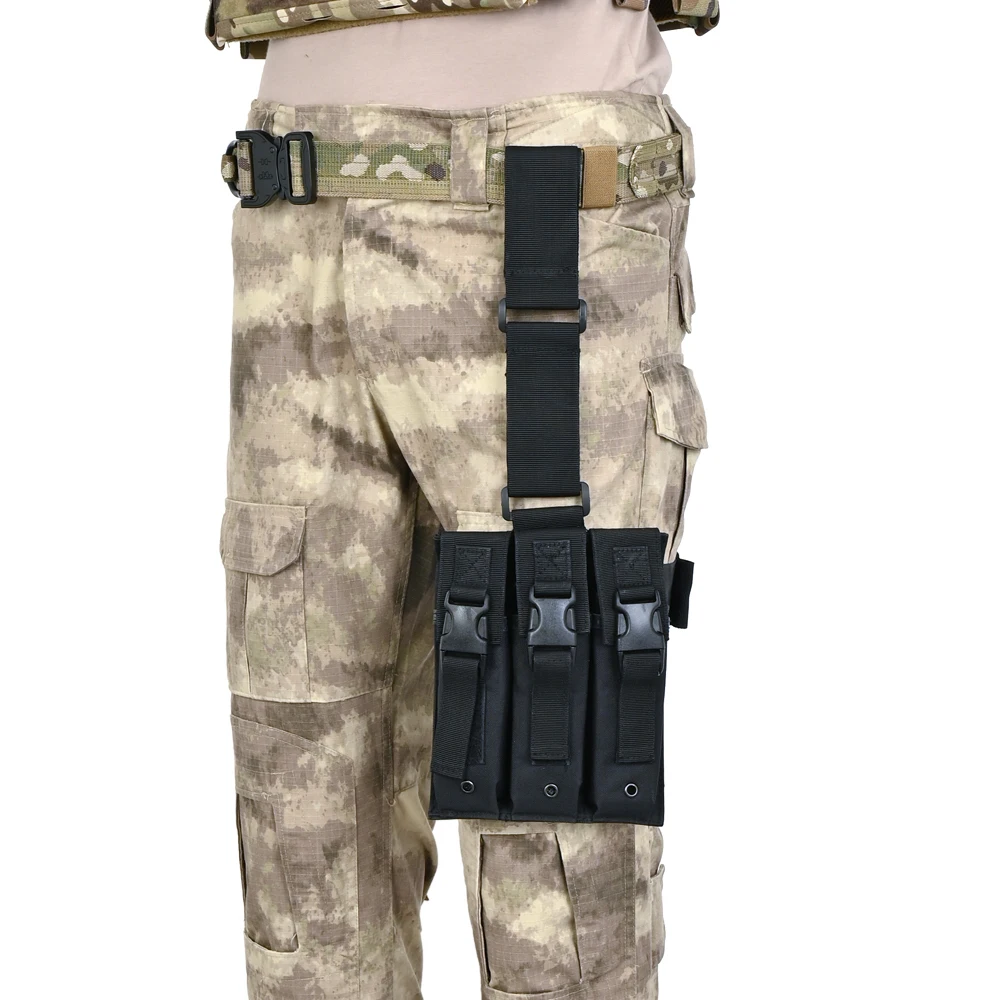 Drop Leg Bag MP5 MP7 Quick Release Triple Magazine Pouch Holder Cartridge Airsoft Equipments Hunting Goods