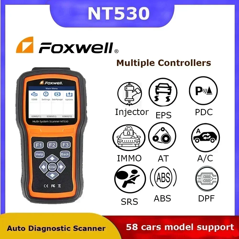 New+  Foxwell NT530 Multi-System Scanner Support for Porsche Benz BMW Mitsubishi Nissan GM Chassis Update Version of NT510 NT520