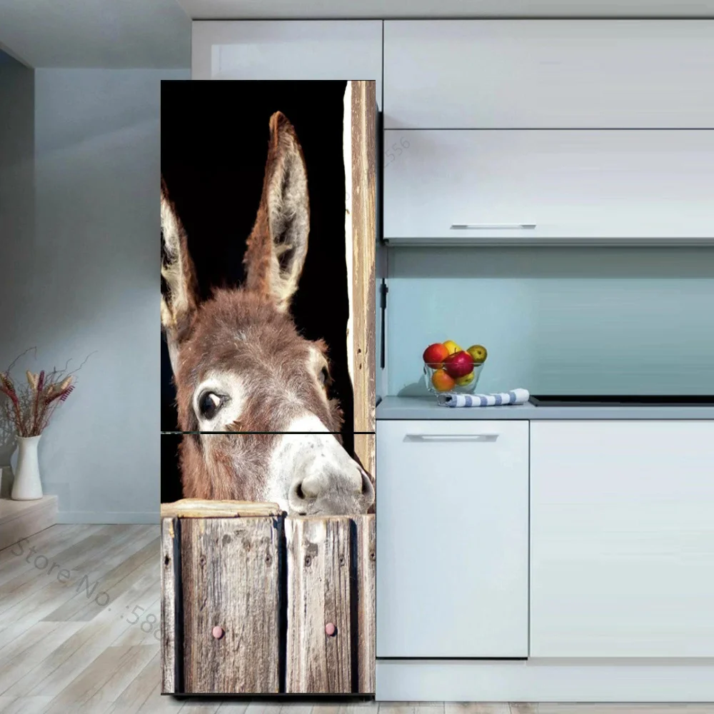 3D Fridge Sticker Customizable Giraffe Funny Cat  Poster Vinyl PVC Waterproof Home Decoration Kitchen Refrigerator Mural Sticker