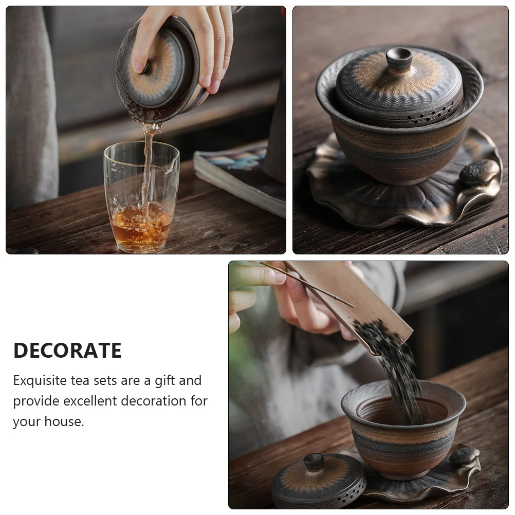 

1Pcs He Xiang Gai Wan Ceramic Teapot 170ml Exquisite Handmade Tea Cup Practical Table Decoration Ceramic Teapot