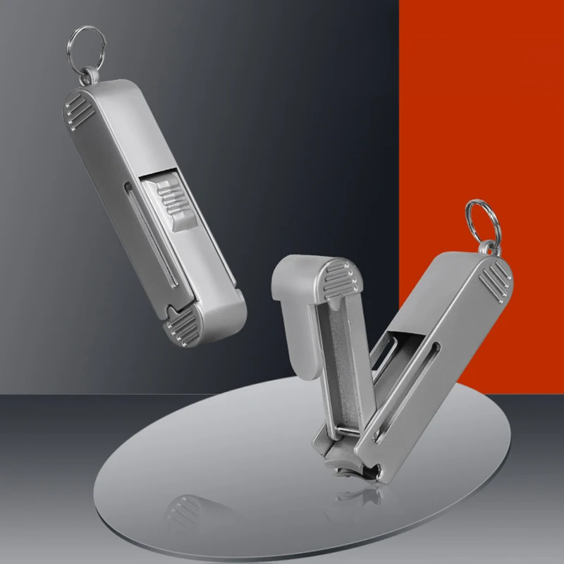 1Pcs Stainless Steel Anti-splash Nail Clippers Push-pull Style Nail Cutter Nail Toenail Trimming Tool Portable Keyring Pendant