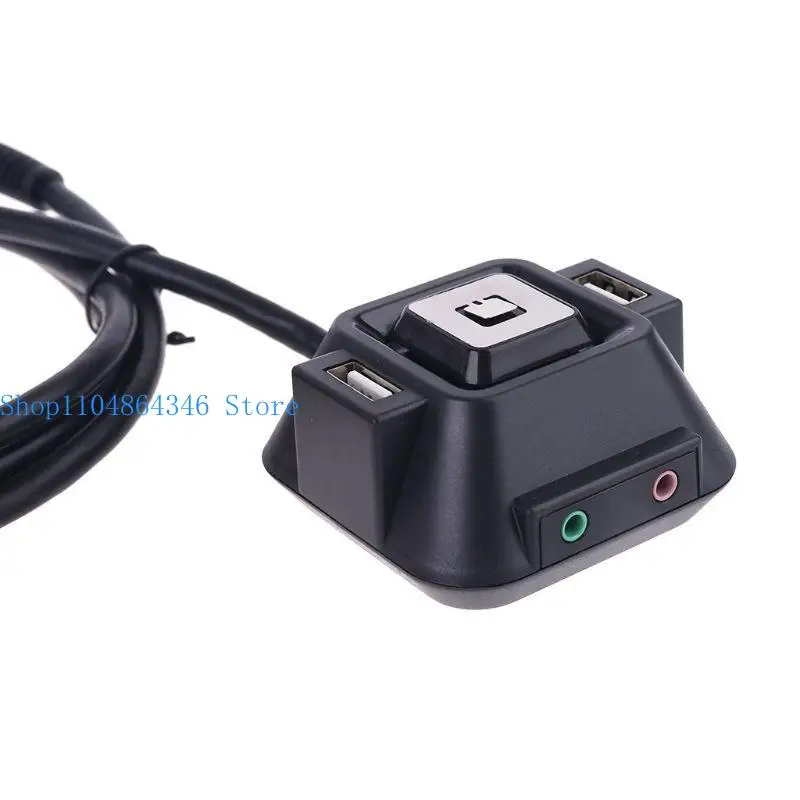 652F Multifunctional USB 2.0 Computer PC Switch External Power On/Off Reset Button with Microphone Port
