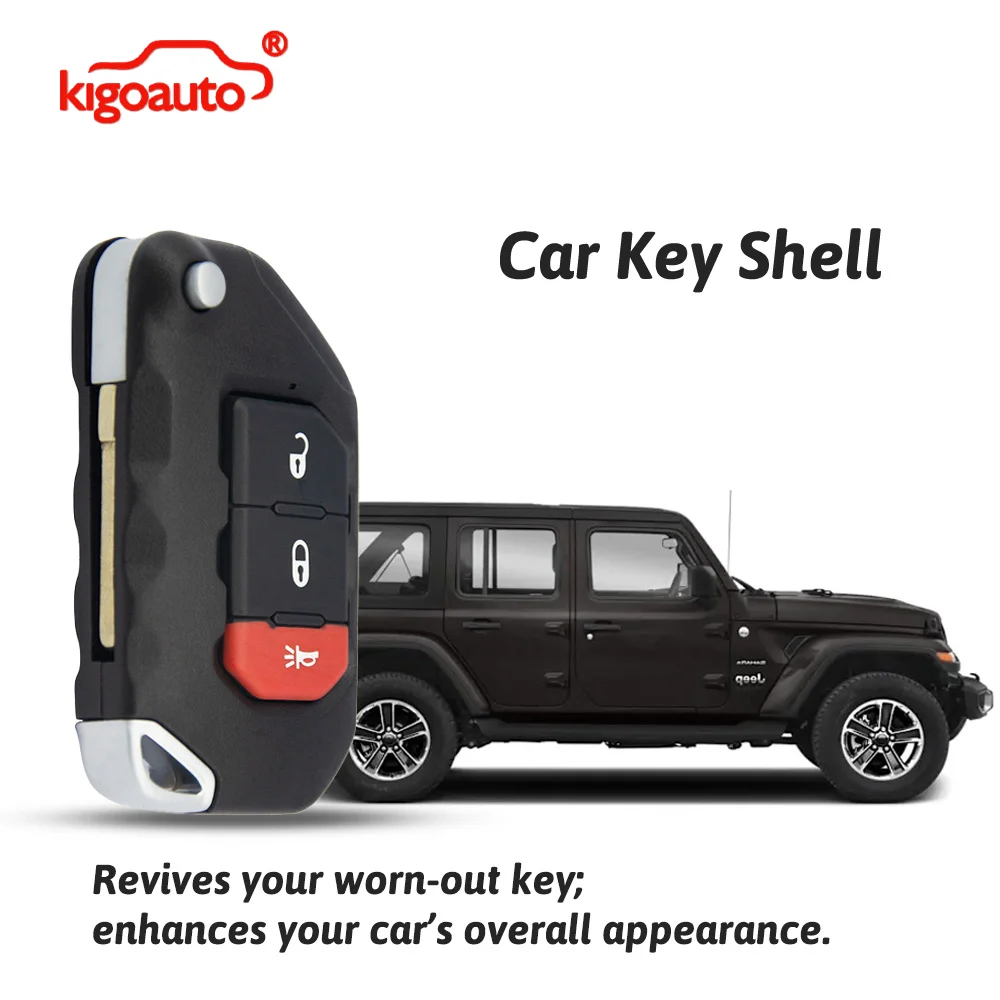

Корпус выкидного ключа-брелока Kigoauto с 3 кнопками и функцией паники OHT1130261 для Jeep Wrangler 2018-2019, сменный корпус для ключа-брелока