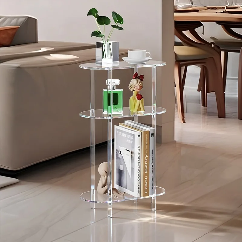 Acrylic cross-border explosion transparent double-layer coffee table small table transparent sofa side table