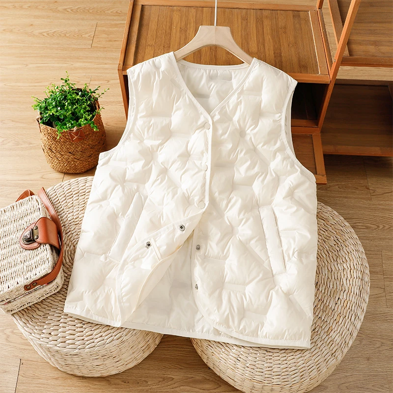 

Легкий пуховый хлопковый жилет, женский жилет с v-образным вырезом, теплая внутренняя и верхняя одежда, чистый цвет, осень-зима, новый свободный вариант, все