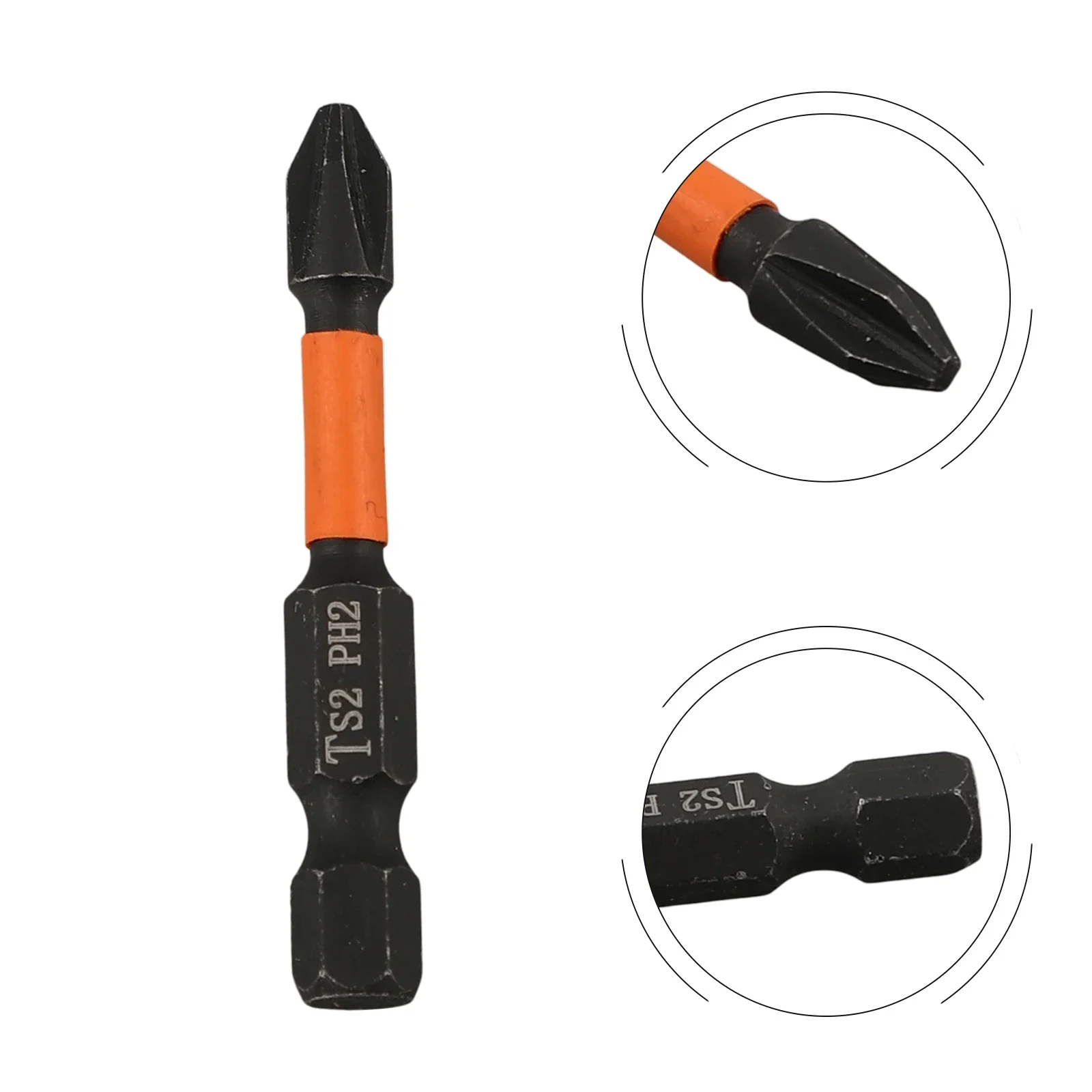 50mm Anti-Slip Screwdriver Bits Magnetic Batch Head 1/4 Hex Shank Shockproof High Hardness Magnetic Bits PH/PZ Cross Drill Bits