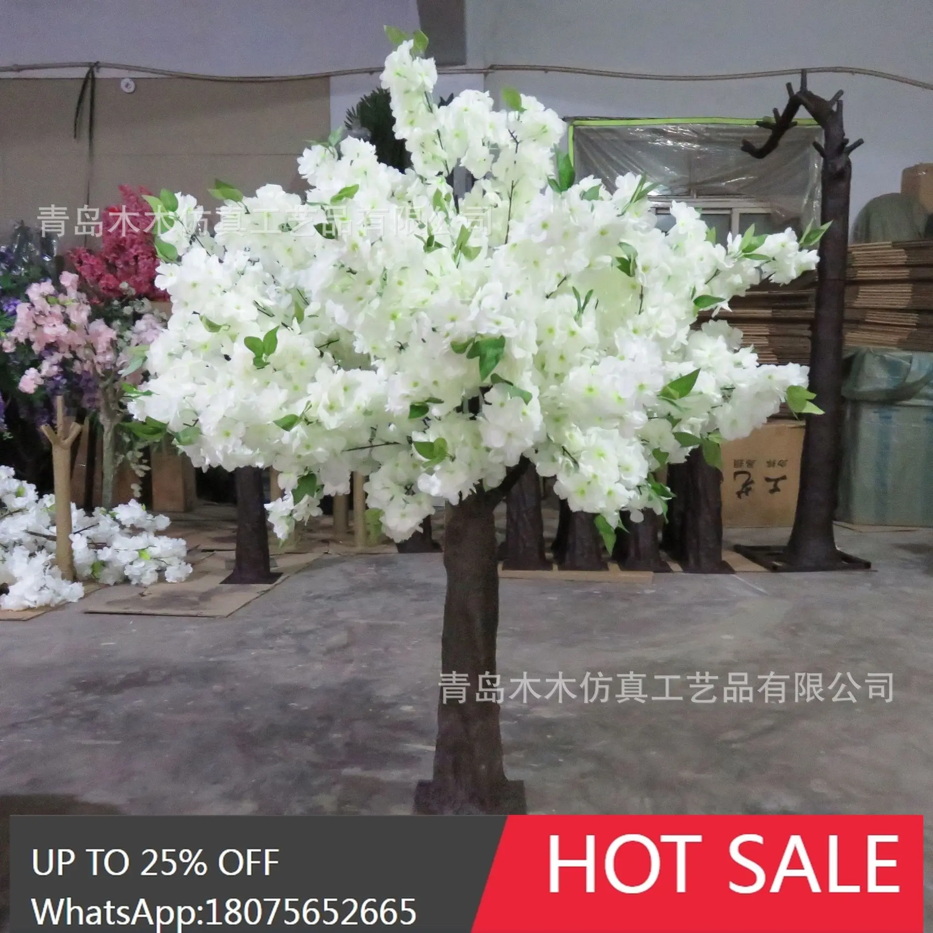 HLZ Artificial Large Plant Tree Artificial Peach Blossom Tree Wishing Living Room Decoration