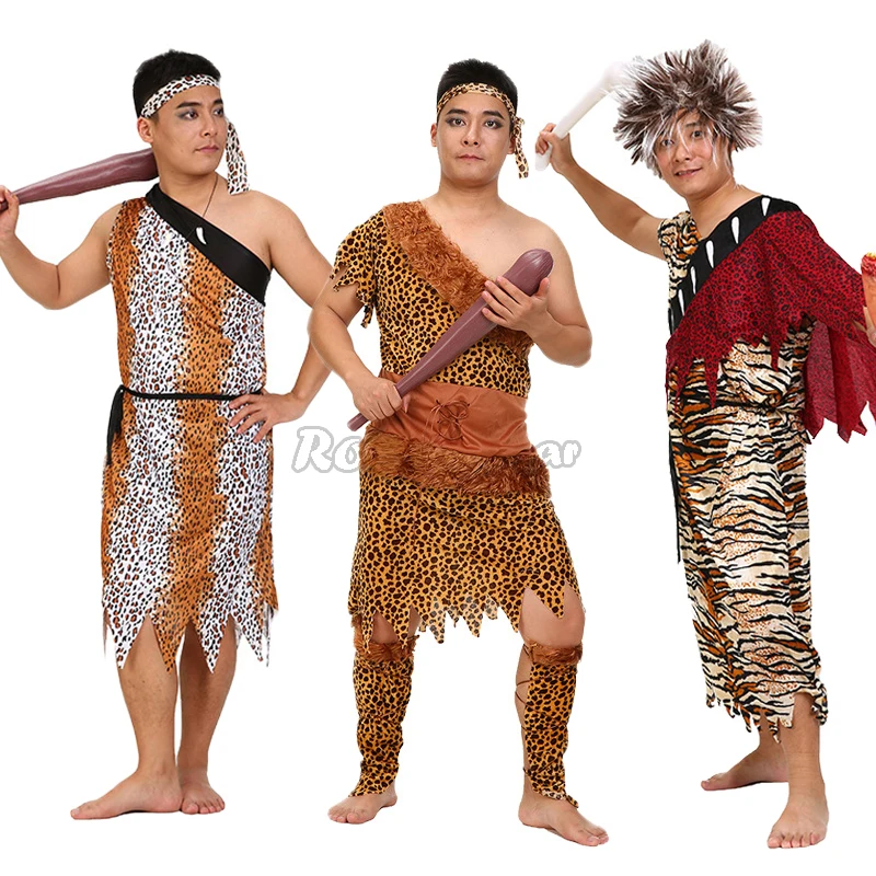 Cosplay Halloween Wild Man Costume Men Women Leopard Sexy Primitive Caveman Carnival Party Fancy Clothes