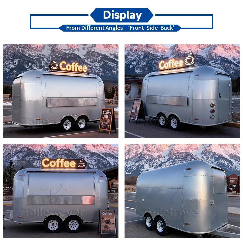 Commercial Outdoor Street Food Trailer Donut Waffle Crepe Mobile Food Trailer Cart Ice Cream Custom Food Trucks for Sale Near Me