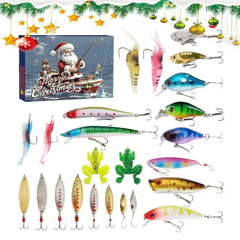 2024 Countdown Calendar Fishing Lure Christmas 2024 Advent Countdown Calendar Fish Bait Set 24 Days Christmas Calendar Countdown