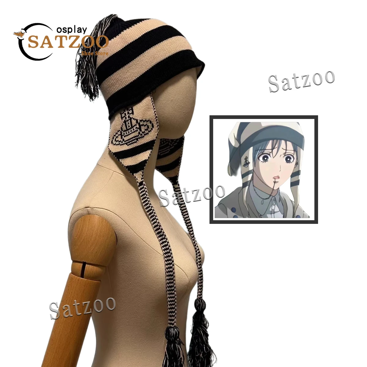 Nana Anime Shinichi Okazaki Hat Winter Hand Knitted Bomber Hat Cosplay Street Ear Protection Warm Wool Tassel Russian Cap