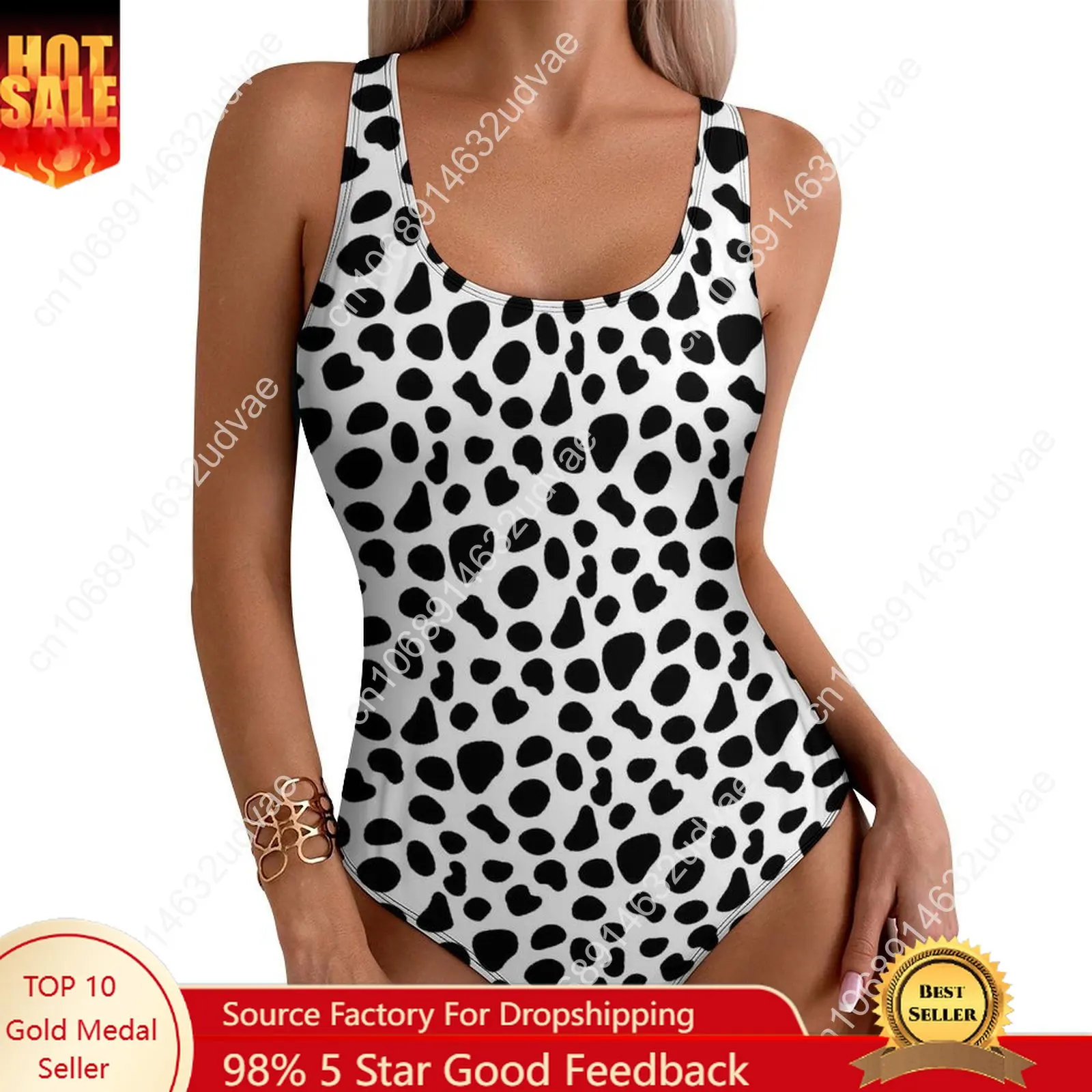 

Dalmatian Dog Swimsuit Animal Print One-Piece Swimwear Push Up Stylish Bathing Suits Sexy Holiday Surf Custom DIY Swimsuits