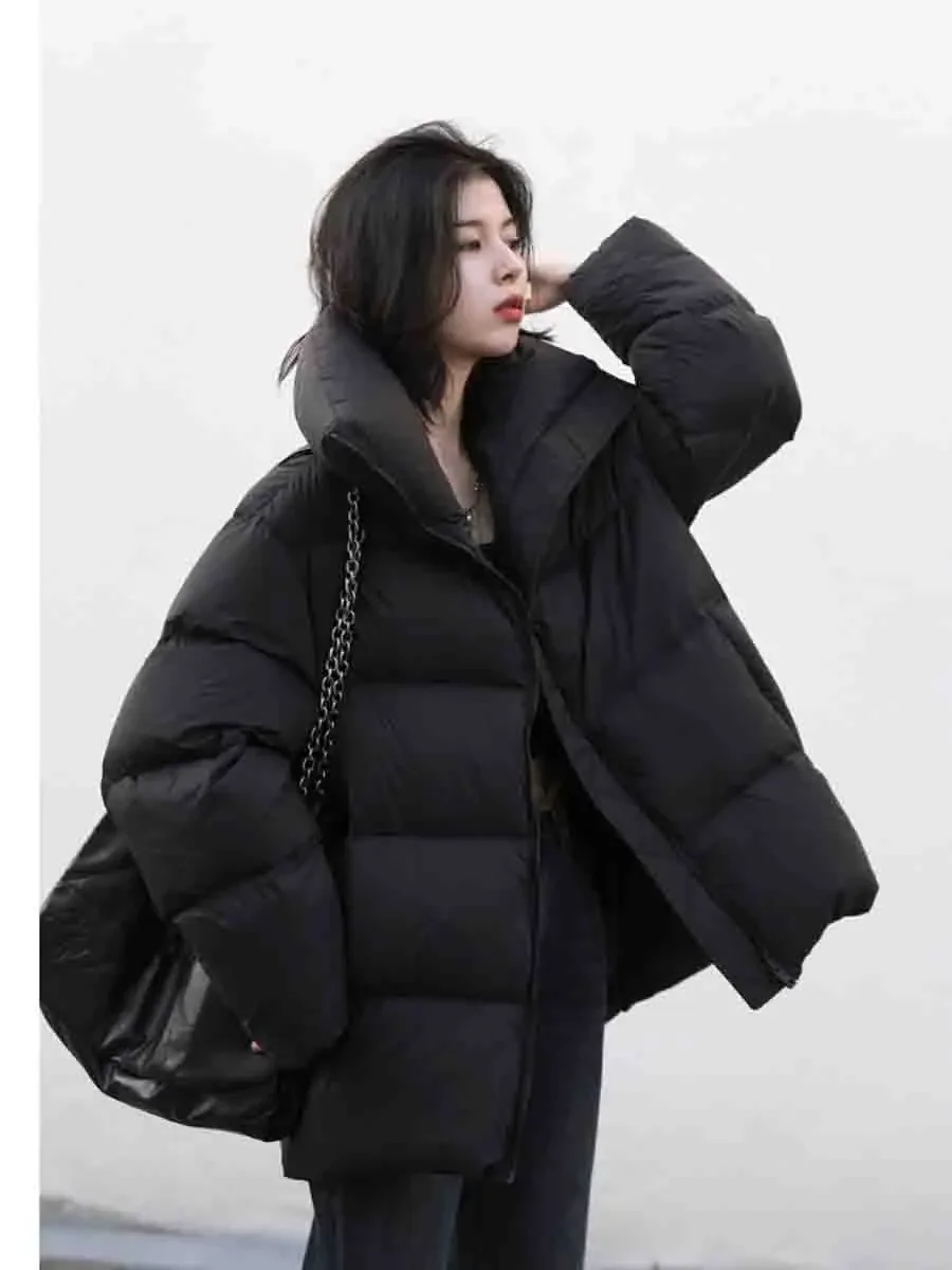 Chique ven casacos femininos coreano gola simples cor sólida quente jaquetas casuais moda macia roupas femininas inverno 2023