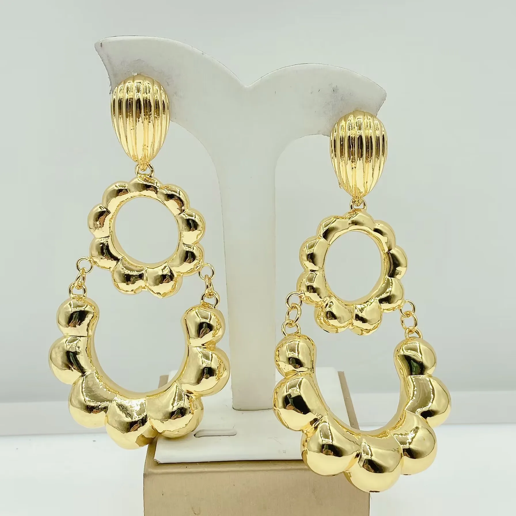 

Женские серьги из 18-каратного золота с серебряным покрытием, роскошные комплекты ювелирных украшений для свадебной вечеринки, женские аксессуары высокого качества