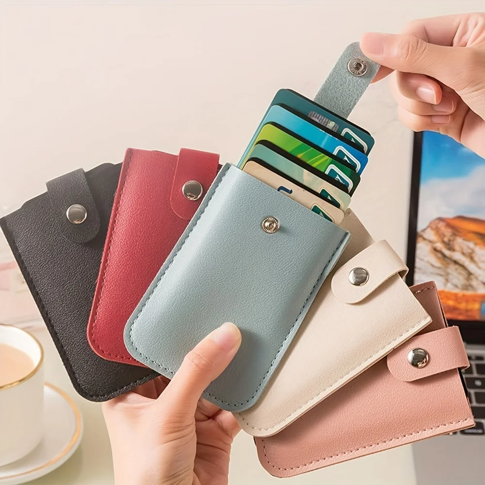Wallet Style Pull Out Card Storage Box Snap Closure Stackable Colorful for Business Cards Bank Cards Membership Cards
