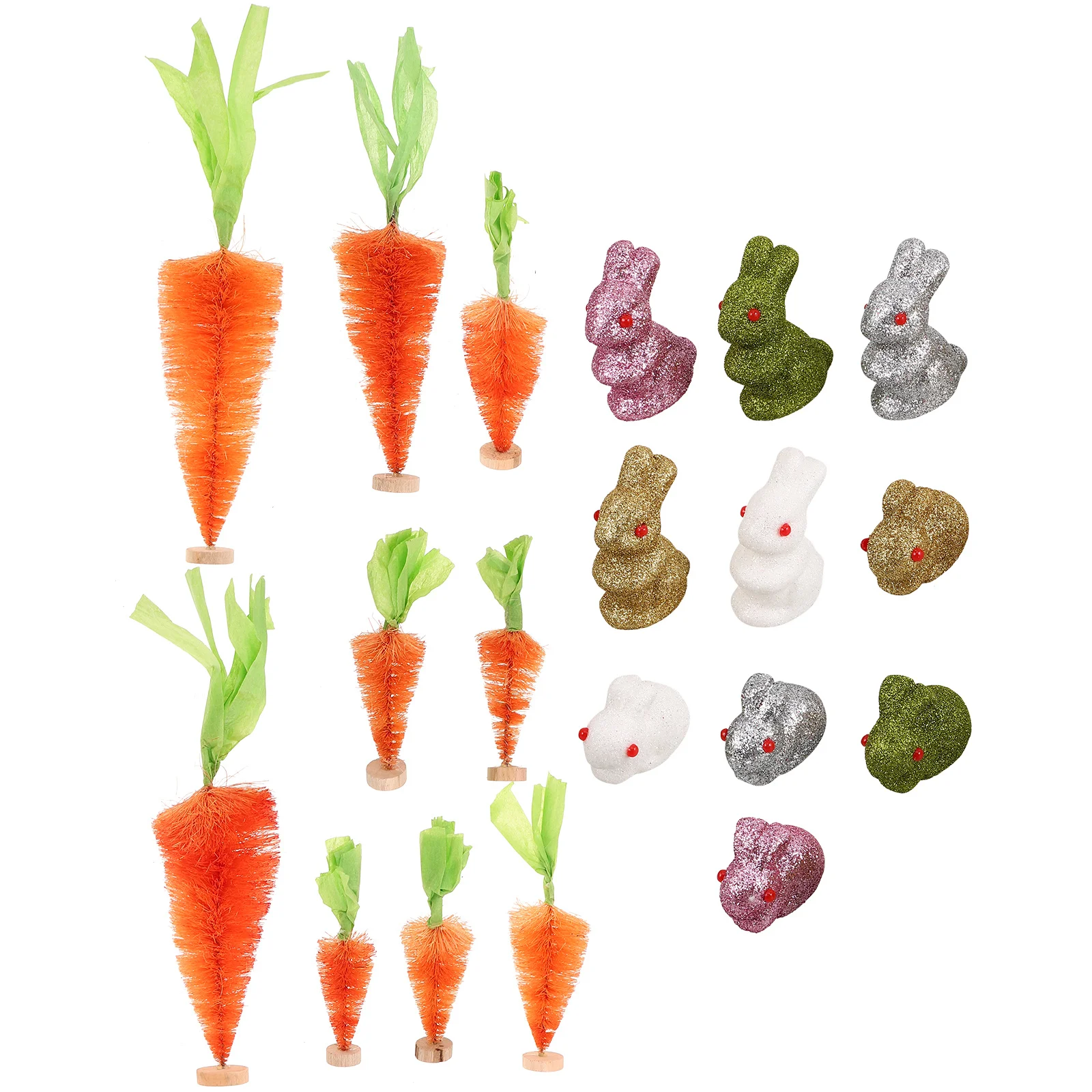 

1Set Easter Glitter Bunny Jute Carrot Tabletop Ornament Rustic Spring Holiday Desktop Decoration Carrot Party Decorations
