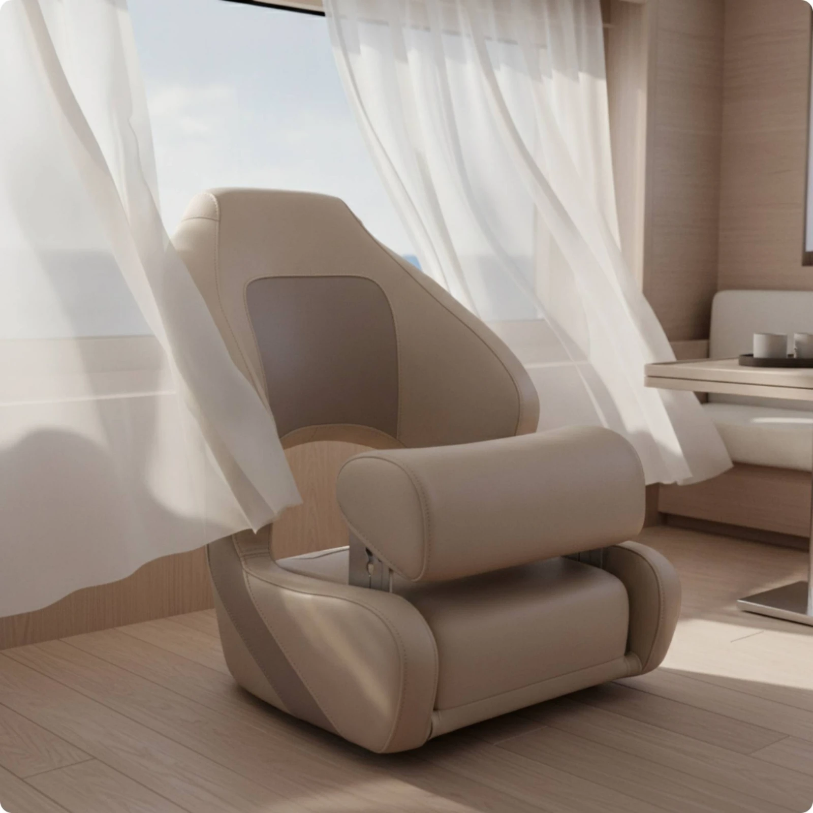 Helm Seat Upholstered Boat Seat with Side Support Captain's Chair Marine Grade Furniture Resistant for Yachts