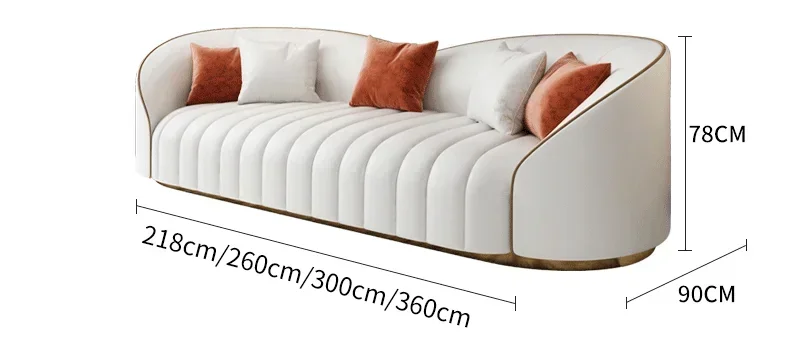 Light Luxury Leather Sofa Living Room Small Apartment Curved Italian Designer Modern Simple Straight Three-person