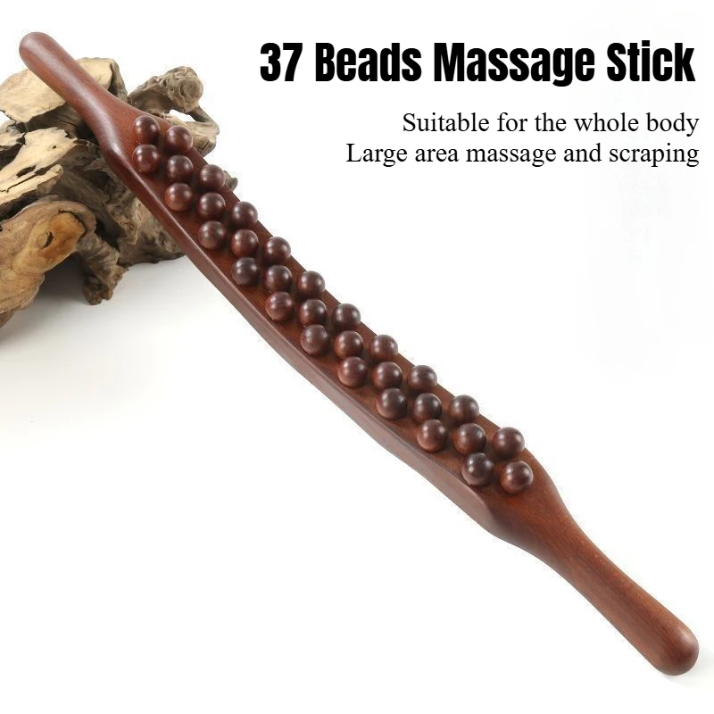 37 Beads Universal Back Massage Tendons Scraping Stick Point Treatment Gua Sha Relax Therapy Tool Abdominal Massager(Plastic)