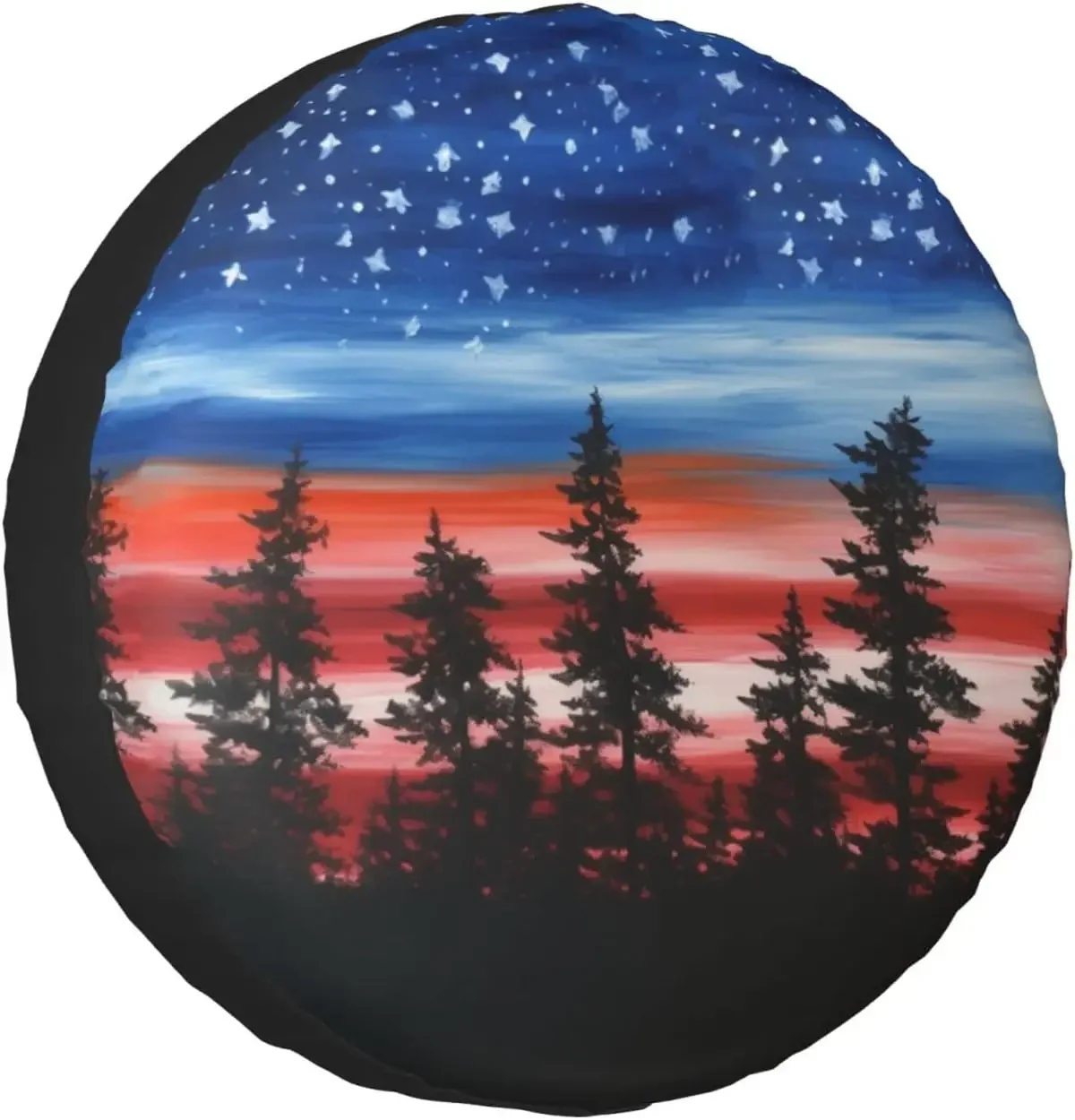 American Flag Sky Painting Spare Tire Cover Weatherproof Dust-Proof Tire Covers Fit for RV Truck SUV Motorhome Travel Trailer