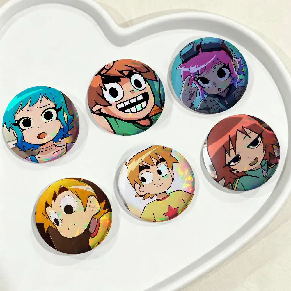 Cartoon S-Scott P-Pilgrim For Badge Custom Laser Hologram Enamel Pin Badge Metal Lapel Brooch For Clothes Bag Accessory Gift