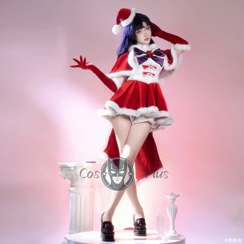 

Anime Sailor Mars Hino Rei Cosplay Costume Cloak Dress Gloves Bows Red JK Uniform Anime Christmas Carnival Halloween Party Suit