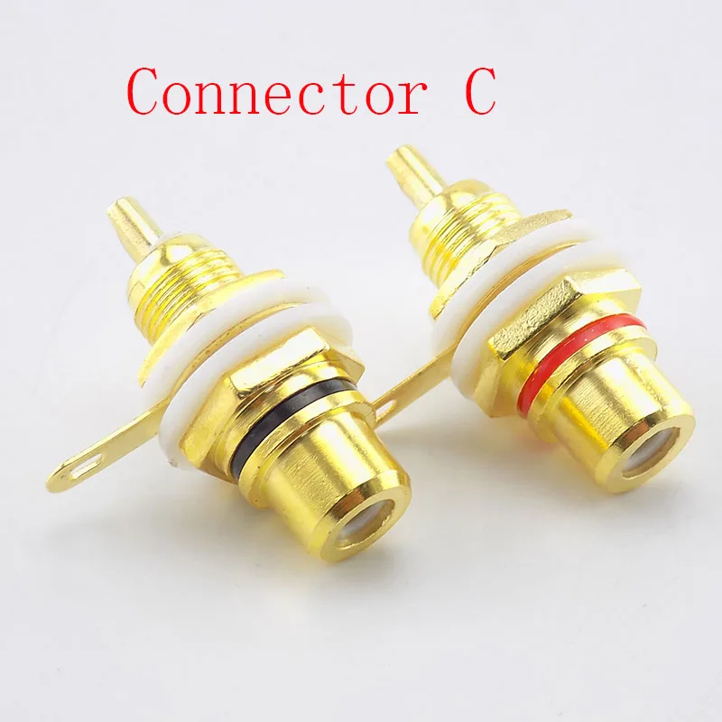 2pcs/1pair RCA Female Socket Connector Chassis Panel Mount Adapter Plug Gold plated Audio Video Adapter H10