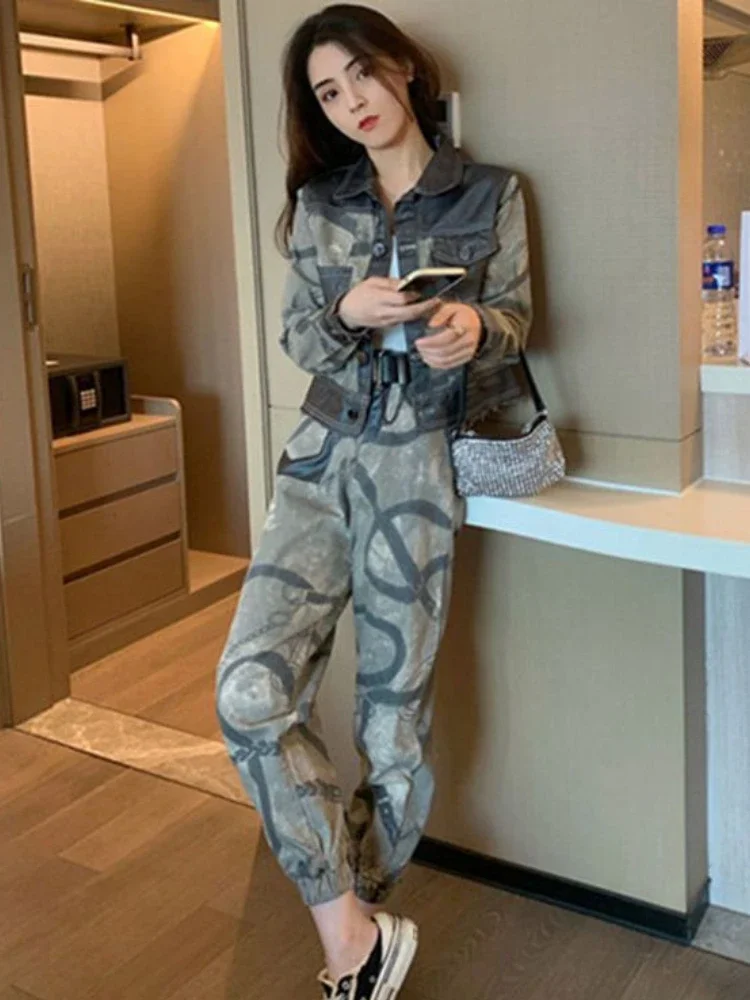 

Spring and Autumn Fashion Women's Cargo Suit New Casual Spliced Jacket Chic and Elegant Woman Pants Matching Sets Two-piece Set