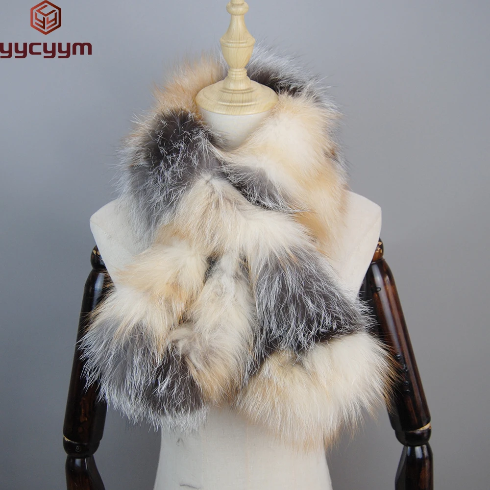 

Women Real Fox Fur Scarf Fashion Lady Winter Warm Soft Knitted Real Fox Fur Neckerchief Quality Natural Fox Fur Ring Scarves