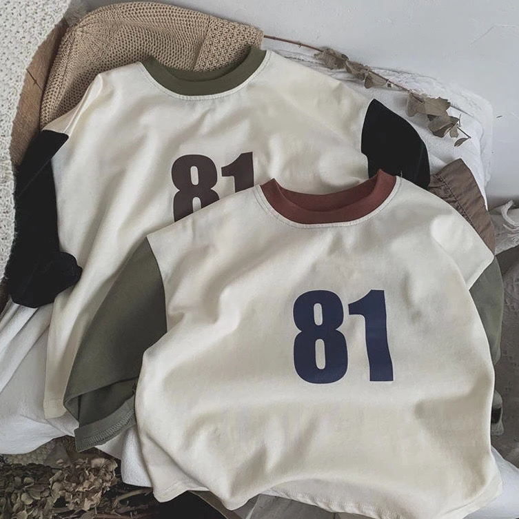 Kids Undershirts New Spring 2025 Patchwork Long Sleeve Baggy Fashion Korean Casual