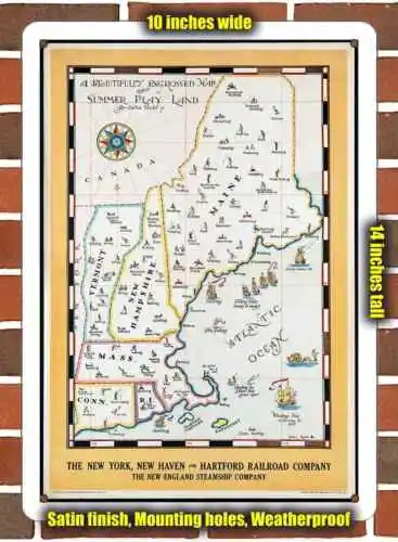 Metal Sign - 1930 New Haven Railroad New England- 10x14 inches