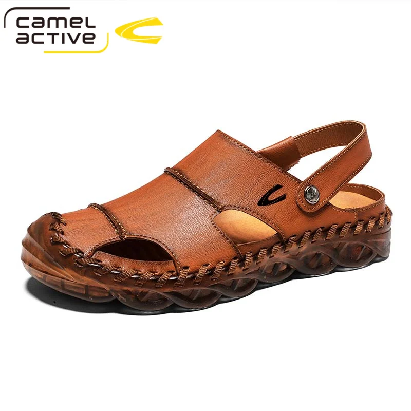 

Camel Active New Summer Outdoor Casual Men's Sandals Men Genuine Leather Shoes Beach Male Hand Stitching Wrapped Toe Sandals Men