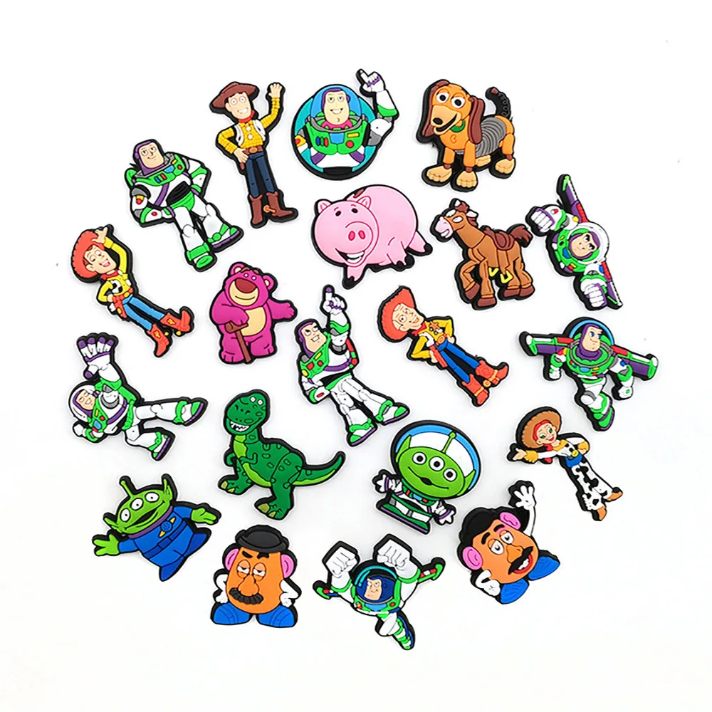 

20Pcs Cartoon Cute Buzz Lightyear Clogs DIY Toy Story With Flower Decorative Buckles Detachable Anime Shoe Clips Children Gifts